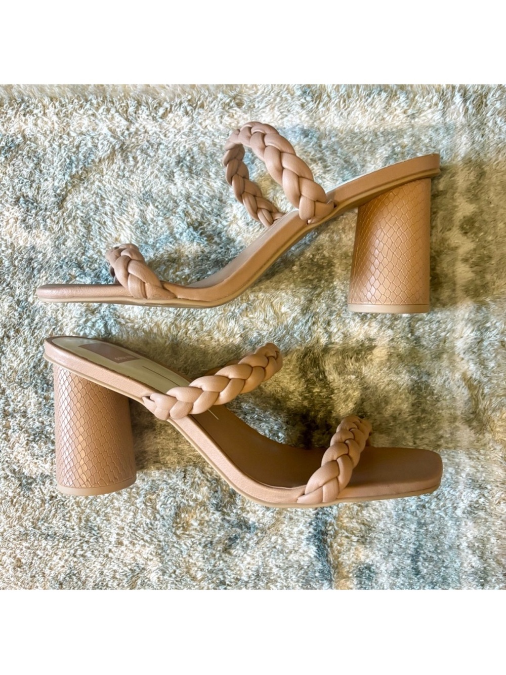 Dolce Vita Braided Strap Block Heel Sandals in Tan
